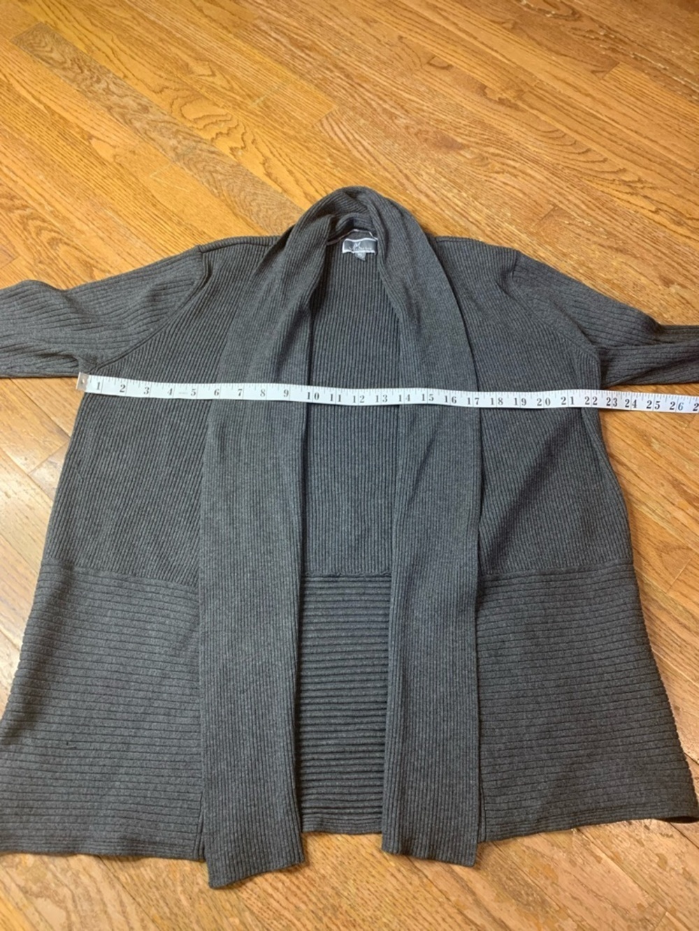 JM Collection Grey Ribbed Open Front Cardigan XL - Picture 6 of 7